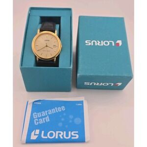 Vtg LORUS by Seiko VX32-X192 Dress Wristwatch Men's Quartz Gold Tone 35mm NEW
